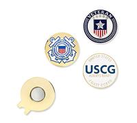 PinMart Officially Licensed United States Coast Guard Veteran 3 Pack Magnetic Ball Markers and Hat Clip - Golf Accessories for Men and Women - Ball Markers and Hat Clip with Magnet for Golf Hats