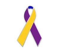 PinMart's Bladder Cancer Awareness Blue Purple and Yellow Ribbon Lapel Pin, 1, Metal, no gemstone