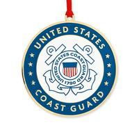 PinMart's Officially Licensed U.S. Coast Guard Ornament with Gold Gift Box and Red Ribbon - Ready to Give
