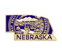 PinMart's State Shape of Nebraska and Nebraska Flag Lapel Pin