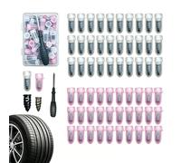 Pinmxaex 60Pcs Tyre Repair Screw Kit Self-Service Puncture Repair Tool with 30 Small & 30 Large Rubber Plugs Emergency Flat Tire Fix for Car, Motorbike, Bicycle Portable Storage Tool Box Included