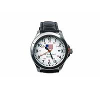 Pinnacle Awards Canada U S A Flag,Approved Railroad Watch Date Stainless Steel Case,RR Standard Railroad Grade Wrist Watch, Silver, Dress