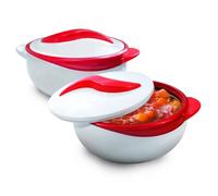 Pinnacle Insulated Casserole Dish with Lid 1.5 qt. Hot Pot Food Warmer/Cooler -Great Thermal Soup/Salad Serving Bowl- Stainless Steel Hot Food Container-Best Gift Set for Moms -Holidays Red/white