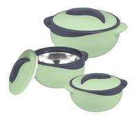 Pinnacle Insulated Casserole Dish with Lid 3 pc. Set 2.6/1.5/1 qt. Hot Pot Food Warmer/Cooler -Thermal Soup/Salad Serving Bowl- Stainless Steel Hot Food Container-Best Gift Set for Moms -Holidays