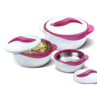 Pinnacle Insulated Casserole Dish with Lid 3 pc. Set 2.6/1.5/1 qt. Hot Pot Food Warmer/Cooler -Thermal Soup/Salad Serving Bowl- Stainless Steel Hot Food Container-Best Gift Set for Moms -Holidays