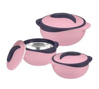 Pinnacle Insulated Casserole Dish with Lid 3 pc. Set 2.6/1.5/1 qt. Hot Pot Food Warmer/Cooler -Thermal Soup/Salad Serving Bowl- Stainless Steel Hot Food Container-Best Gift Set for Moms -Holidays