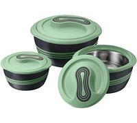 Pinnacle Insulated Casserole Dishes with Lid 3 pc Set - 2.5/1.4/0.9 litre Hot Pot Food Warmer/Cooler - Thermal Soup/Salad Serving Dishes with Lids - Stainless Steel Hot Food Container Gift Set for Mum