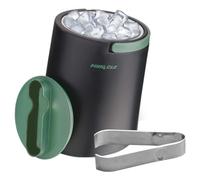PINNACLE Insulated ice bucket for parties with Tong that fit into Lid - Stainless Steel ice bucket for cocktail bar with Collapsible Handles for indoor/outdoor bar, BPA Free (Green)