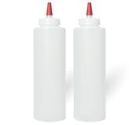 Pinnacle Mercantile Plastic Squeeze Condiment Bottles with Red Tip Cap 16-ounce Set of 2 Wide Mouth