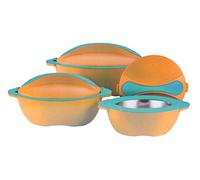 Pinnacle Picasso 3pc Extra Large Round Heat Insulated Food Storage Food Warmers Hot Pot Casserole Set 5000ml, 8000ml & 12500ml Thermo Thermal Container Casserole (Orange/AquaBlue)