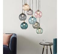 PINNKL Pendant Lights Glass Pendant Lighting Clear Color Concave-Convex Feeling of Colored Water Ripples Over Dining Room Table Bathroom Kitchen Island 1 Pack (Color : Grå)