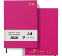 Pinnora 2026 Diary A4 Week to View, Deep Pink Year Planner Organiser 2026 Week To View, 2026 Planner, Home, School & Office, Hard Back 2026 Diaries, A5 & A4 2026 Diary in Day Per Page & Week To View