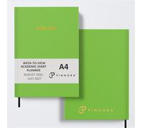 Pinnora A4 Light Green Academic Diary 2026-2027 Week to View, Hard Cover, August - July Dated Academic Planner, Ideal Student & Teacher Planner 2026-27, University, Revision, Study, To-Do Lists