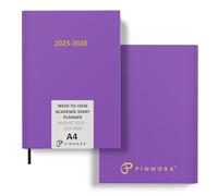 Pinnora A4 Mauve Academic Diary 2025-2026 Week to View, Hard Cover, August - July Dated Academic Planner, Ideal Student & Teacher Planner 2025-26, University, Revision, Study, To-Do Lists