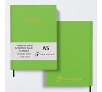 Pinnora A5 Light Green Academic Diary 2026-2027 Week to View, Hard Cover, August - July Dated Academic Planner, Ideal Student & Teacher Planner 2026-27, University, Revision, Study, To-Do Lists