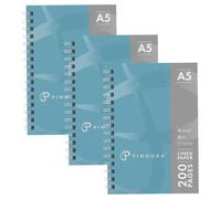 Pinnora A5 Notebook Pack of 3, Wirebound Notepad, Perforated Paged Note Book for Easy Tearing, Notebook with Lined Pages, 3x Notepads, 8mm Line Writing Pad