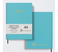 Pinnora A5 Sky Blue Academic Diary 2026-2027 Week to View, Hard Cover, August - July Dated Academic Planner, Ideal Student & Teacher Planner 2026-27, University, Revision, Study, To-Do Lists