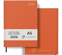 Pinnora Diary 2026 A5 Day Per Page, Orange Year Planner Organiser 2026 Day Per Page, 2026 Planner, Home, School & Office, Hard Back 2026 Diaries, A5 & A4 2026 Diary in Day Per Page & Week To View