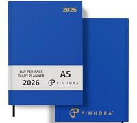 Pinnora Diary 2026 A5 Day Per Page, Royal Blue Year Planner Organiser 2026 Day Per Page, 2026 Planner, Home, School & Office, Hard Back 2026 Diaries, A5 & A4 2026 Diary in Day Per Page & Week To View