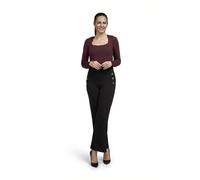 PINNS Ladies Women's Wide Leg Jersey Trousers I High Waisted Pull On Pants with Button Detail I Stretch Elasticated Waistband Smart Casual Work Office I 30" Length (UK, Numeric, 12, Regular, Regular)