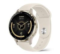 PinnWaa 18mm Silicone Watch Straps Compatible with Garmin Venu 4/3S 41mm/Forerunner 265S/255S/255S Music, Soft Sport Waterproof Replacement Wristband Watch Band, Women Men for Vivoactive 4S - Beige