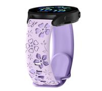 PinnWaa 20mm Silicone Watch Band Compatible with Garmin Forerunner 570 42mm/Approach S50/S44, Floral Engraved, Two-Tone Soft Silicone, Sport Strap Women for Forerunner 165/165 Music - Purple