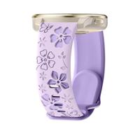 PinnWaa 20mm Silicone Watch Band Compatible with Garmin Vivoactive 6/5, Forerunner 570 42mm/170/170 Music/165/165 Music, Venu Sq 2/Venu 2 Plus, Approach J1/S50/S44, Floral Soft Strap - Purple