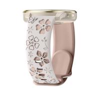 PinnWaa 22mm Silicone Watch Band Compatible with Garmin Venu 4 45mm/3 45mm/2/Active/vivoactive 4, Floral Engraved, Two-Tone Soft Strap Women for Garmin Forerunner 265/255 /255 Music - Starlight/Pink