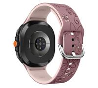 PinnWaa Floral Engraved Band Compatible with Samsung Galaxy Watch 8 40mm/44mm/8 Classic 46mm, Two-Tone Soft Silicone Sport Strap for Women for Samsung Galaxy Watch 8/8 Classic - Smoke Purple/Pink Sand