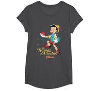 Pinocchio No Strings T-Shirt, Girls, Dark Heather Grey, Medium