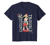 Pinocchio Nothing But Trouble T-Shirt, Youth, Navy Blue, X-Small