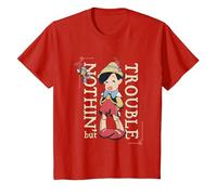 Pinocchio Nothing But Trouble T-Shirt, Youth, Red, 3T