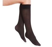 Pinochukka 40 Denier Medium Support Flight Socks Smooth Knit Casual Knee Highs Travel Socks with Comfort Top Tights (Black)