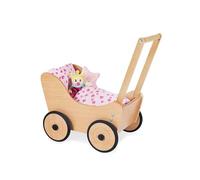Pinolino doll stroller Sarah, made of wood, with braking system, baby walker with rubberized wooden wheels, for children from 1 - 6 years, natural