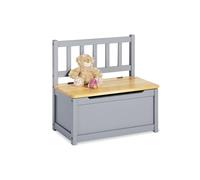 Pinolino Fenna Children's Chest Bench Solid Pine Wood with Flap Damper Seat Height 29 cm for Children from 2 Years Grey and Clear Varnished