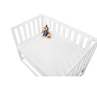 Pinolino Jersey Fitted Sheet for Add-On-Bed Cradle and Pram (White, Pack of 2)