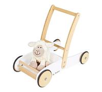 PINOLINO Uli Wooden Walker with Braking System, Walker with Rubberised Wooden Wheels, for Children Aged 1-6 Years, White