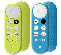 Pinowu 2pcs Shockproof Silicone Cover Compatible for Chromecast with Google TV 2020 Voice Remote (Turquoise & Green)