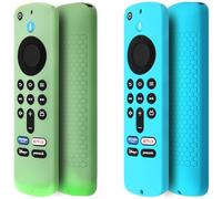 Pinowu Remote Cover Case (2pcs) Compatible with Fire TV Stick 4K HD 2nd (2024 Released) / Pioneer Newest Alexa Voice Remote, Anti Slip Silicone Sleeve with Wrist Strap (Green, Turquoise, Glow)