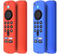 Pinowu Remote Cover Case (2pcs) Compatible with Fire TV Stick HD / 4K(2nd Gen) / 4K Plus /4K Select Alexa Voice Remote, Anti Slip Silicone Sleeve with Wrist Strap (Red,Blue)
