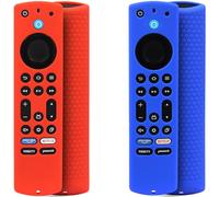 Pinowu Silicone Remote Case (2pcs) for Fire TV Stick 4K Max (2nd)/ Insignia/Pioneer/Omni (QLED) Series Fire TV Alexa Voice Remote Enhanced w/Lanyard (Red,Blue)