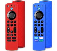Pinowu Silicone Remote Case (2pcs) for Firestick 4K Max/Hisense/Toshiba/Insignia/Pioneer/Omni (QLED) Series Fire TV Alexa Voice Remote Enhanced w/Lanyard (Red+Blue, NOT Glow)