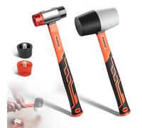 PINOZE 2-Piece Rubber Mallet Hammer Set, 450g Rubber Hammer & 35mm Double-Faced Soft Mallet with 2pcs Relaceable Heads, Shockproof Fiberglass Cushion Grip, Damage-Free to Flooring, Tile, Crafts