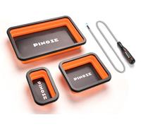 PINOZE Collapsible Magnetic Parts Organizer Trays & 12" Flexible Magnetic Pickup Tool, 3 Different Size Magnet Tool Trays & Pick-Up Sweeper for Screw, Bolts, Nuts, Washers, Pins and Other Metal Parts