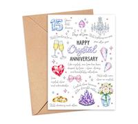PinPop56 15Th Crystal Greeting Card - Happy Crystal Anniversary - 15 Years Still Shining - Romantic Wedding Anniversary Card Gift For Couples - Husband And Wife