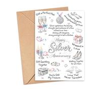 PinPop56 25Th Wedding Greeting Card - Silver Anniversary Card - Still Sparkling Together For 25 Years - Elegant Strong And Timeless Love - Romantic Gift For Couples