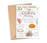 PinPop56 35Th Wedding Greeting Card - Coral Anniversary Card - 35 Years Together - Love Grows Quietly Like Coral - Layers Of Lasting Love - Romantic Gift For Couples