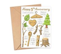 PinPop56 5Th Wedding Greeting Card - Wood Anniversary Card - 5 Years Together - Strong Love With Deep Roots - Still Growing And Sticking Together - Gift For Couples