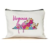 PinPop56 Floral Coquette State Virginia Makeup Bag - Retro Floral State Travel Zippered Makeup Bag Gift For Women - Friends - Virginia Lovers On Birthday - Mothers Day - Holiday, White, 7”x9.8”