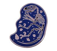 Pinposni Blue Dinosaur Fossil Brooch, 1.4 inch Enamel Pin for Backpacks, Archaeology Fans, Metal Stainless Steel, Unisex, Novelty Buttons and Pins